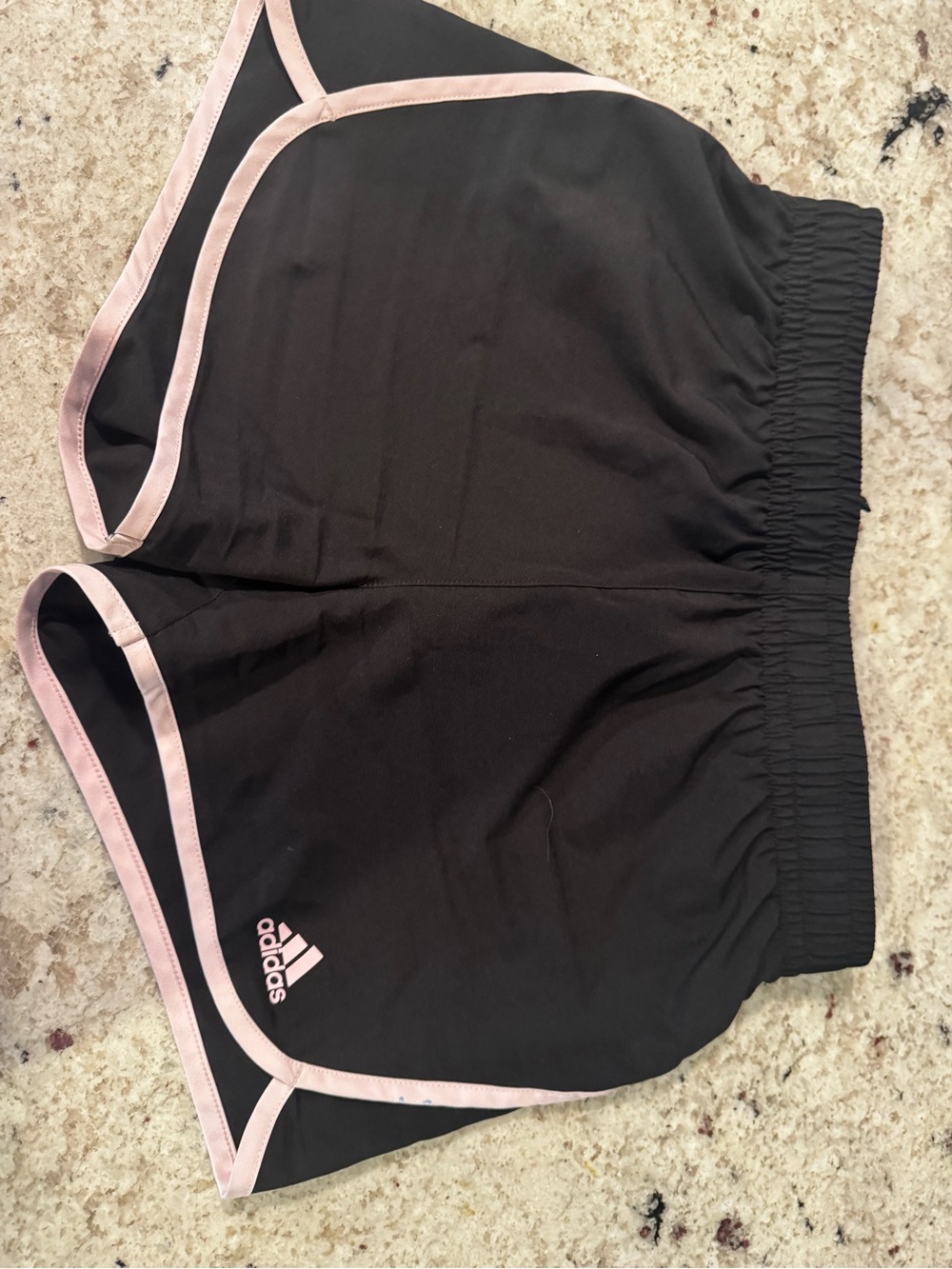 Girl’s Adidas Black Athletic Shorts with Light Pink Trim